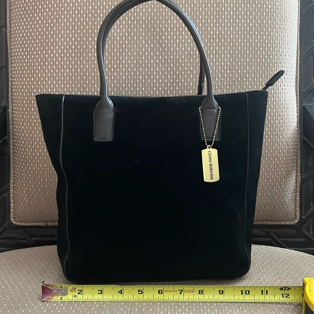 Giani Bernini black suede with brown leather trim tote